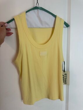Daily Drills Pale Yellow Ribbed Scoop Neck Tank SIZE M/L
